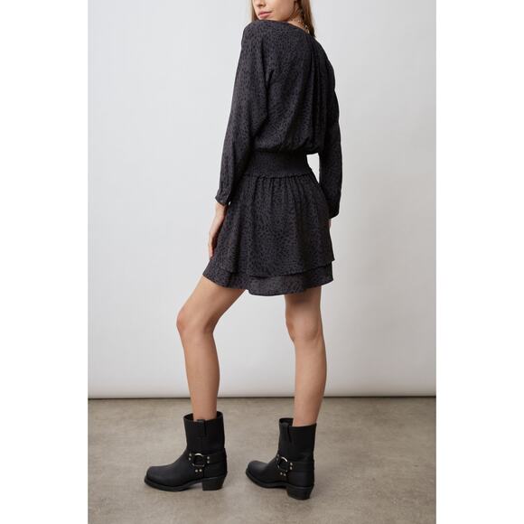 Rails Jasmine Black Shadow Cheetah Print Long Sleeve Mini Dress XS - Picture 3 of 8